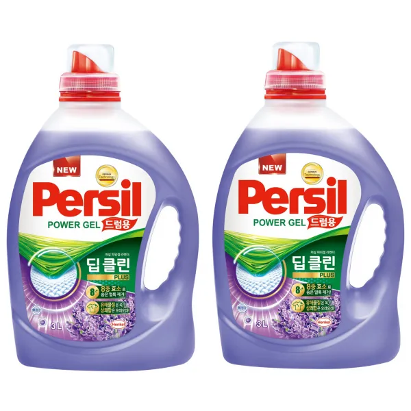 퍼실 딥클린 플러스 라벤더젤 드럼용 액상세제 본품, 3L, 2개