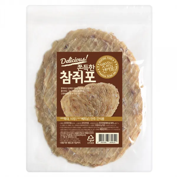 해맑은푸드 쫀득한 참쥐포 특대 10장, 450g, 1개