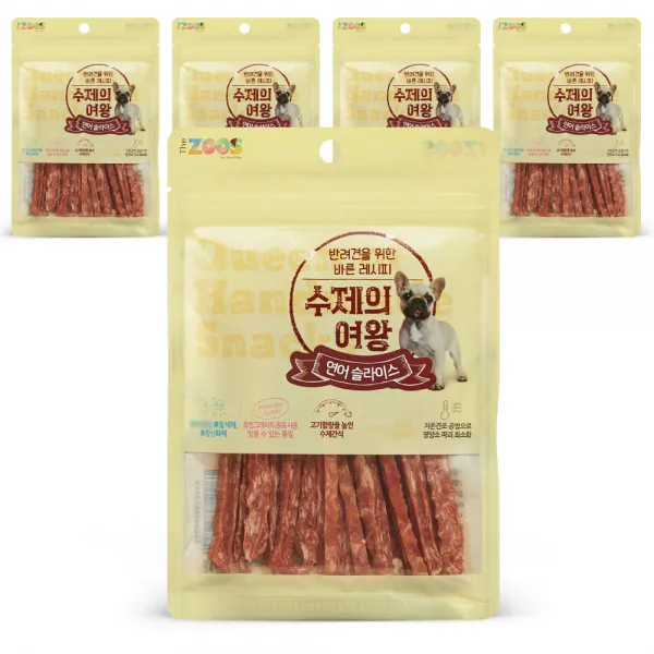 더주스 수제의여왕 반려견 간식, 연어슬라이스, 5개