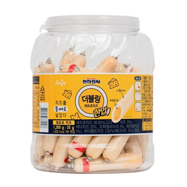 진주햄 천하장사 더블링 한입 콰트로치즈 소시지, 1200g, 1개