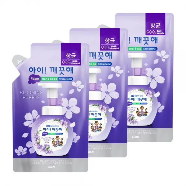 아이깨끗해 핸드워시 리필 블루밍퍼플, 200ml, 3개