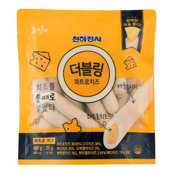 진주햄 더블링 콰트로치즈 간식 소시지, 400g, 1개