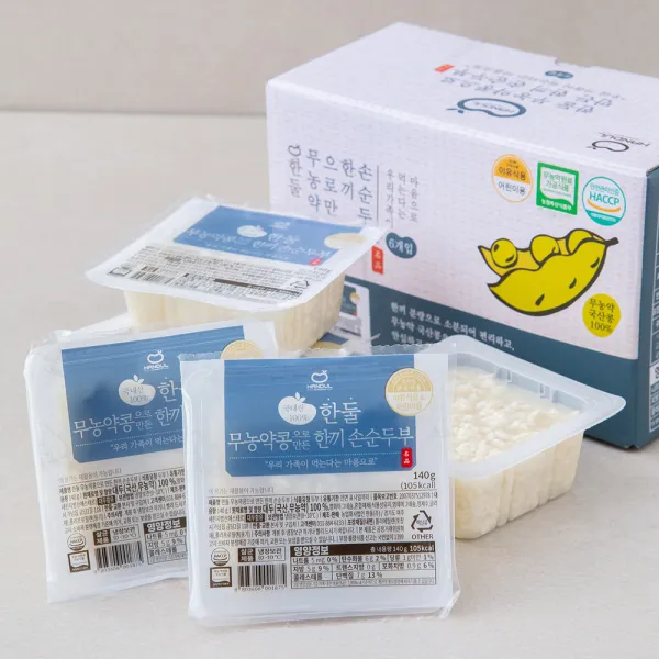 한둘 무농약콩으로 만든 한끼 손 순두부, 140g, 6개