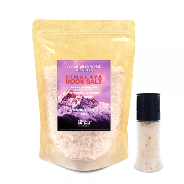 히말라야 핑크소금 granules 1kg + 그라인더, 1세트