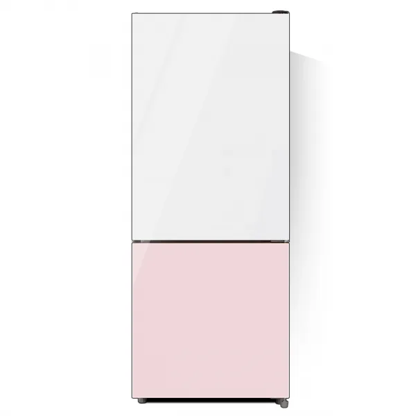 하이얼 글램글라스 2도어 일반소형 냉장고 172L 방문설치 화이트 + 핑크, HRP176MDWP