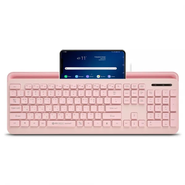 이큐메딕 항균 모바일 거치형 저소음 유선 키보드, 일반형, Sanitize-K1, 핑크