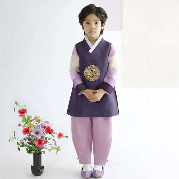 금동이아가한복 남아용 남보라금사보 아동한복세트 AM136 + 복주머니