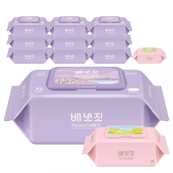 배냇짓 파머스루트 바이올렛70 72매 10팩 + 휴대용 캡형 20매 2팩, 1세트