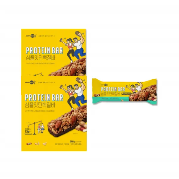 Simpleat 단백질바 12p, 600g, 2개