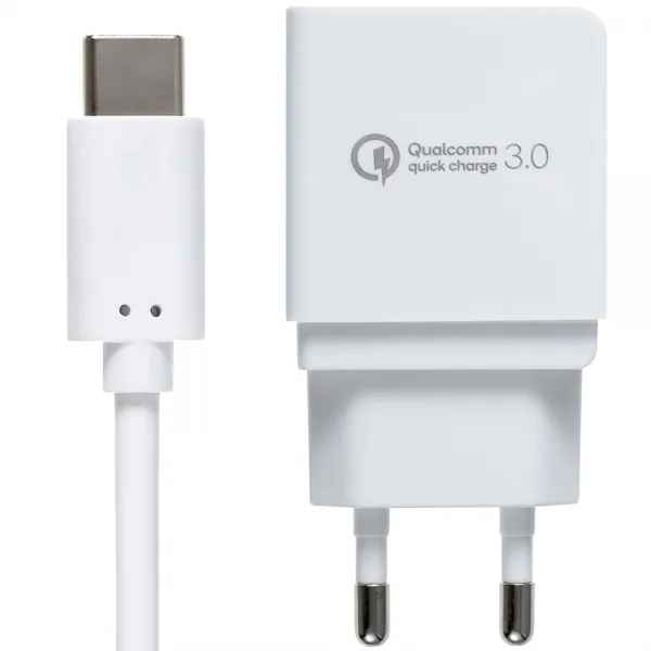 쿠팡 브랜드 - 퀄컴 공식인증 QC3.0 고속충전기 + C타입케이블 1.2m 세트, 화이트