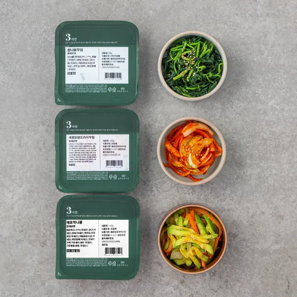 집반찬연구소 계절삼색나물 애호박나물 110g + 새콤달콤도라지무침 100g + 참나물 80g, 1세트