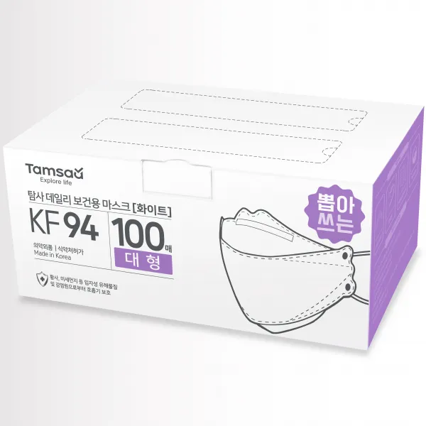 탐사 KF94 황사방역 마스크 대형, 화이트, 100매, 1개