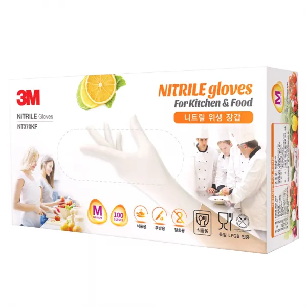3M 니트릴 위생장갑 요리용 M 95mm NT370KF, 100매입, 1개