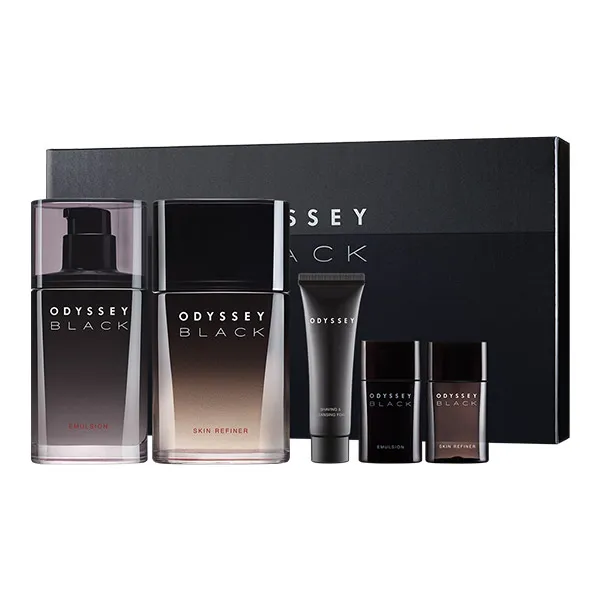오딧세이 블랙 남성 화장품 2종 세트, 스킨 130ml + 30ml + 에멀젼 100ml + 30ml + 클렌징폼 30ml, 1세트