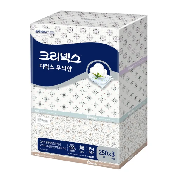 크리넥스 천연펄프 각티슈 디럭스 무늬향 3개입 1개