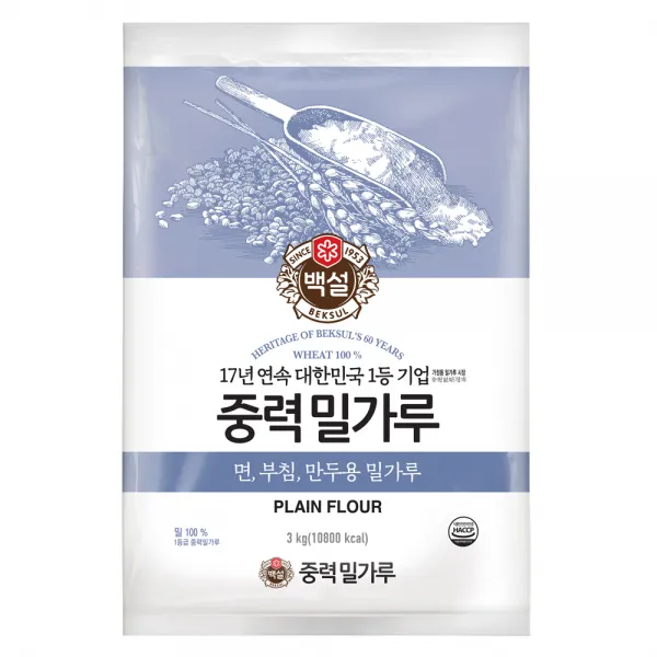 백설 중력밀가루, 3kg, 1개
