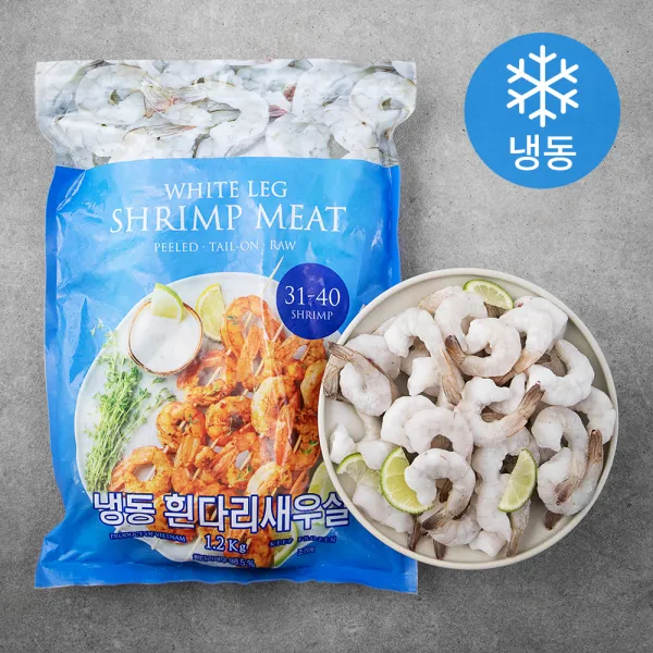 [쿠팡 직수입] 흰다리 새우살 (냉동), 1.2kg(82~105마리), 1개