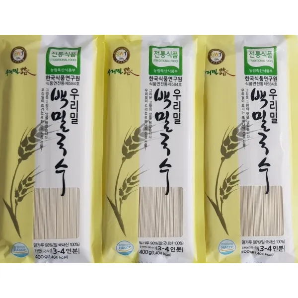 우리밀로 백밀국수, 400g, 3개