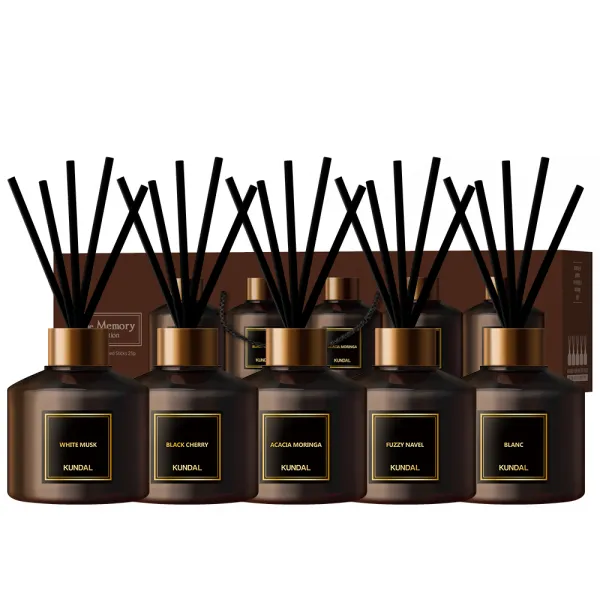 쿤달 퍼퓸 디퓨저 200ml 5종 컬렉션 세트, 인 더 메모리(블랙체리, 퍼지네이블, 아카시아모링가, 블랑, 화이트머스크)