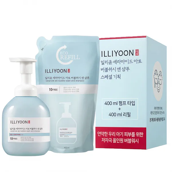 일리윤 세라마이드 아토 버블워시 앤 샴푸 400ml + 리필 400ml 세트, 1세트