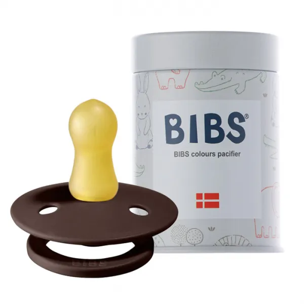 Bibs 데니쉬 공갈 젖꼭지 + 하드케이스 1단계 0~6개월 체스넛