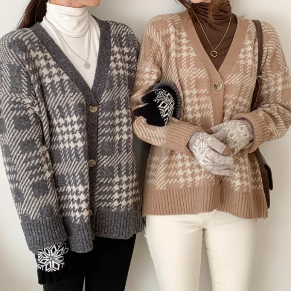 아모르데이 여성용 랑데 체크 가디건