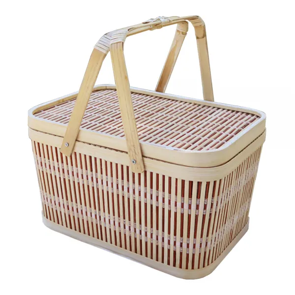 픽홈 대나무 라탄 피크닉 바구니 L 혼합색상 1개