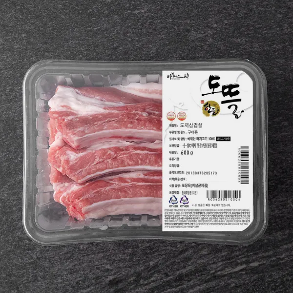 파머스팩 도뜰 한돈 도끼삼겹살 구이/숯불/에어프라이어용 (냉장), 600g, 1개