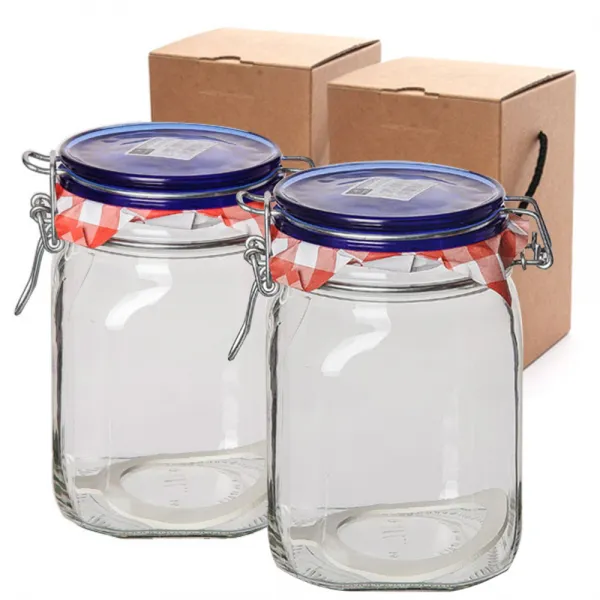 보르미올리 피도 블루탑 유리용기 + 기프트박스 세트, 1000ml, 2개입