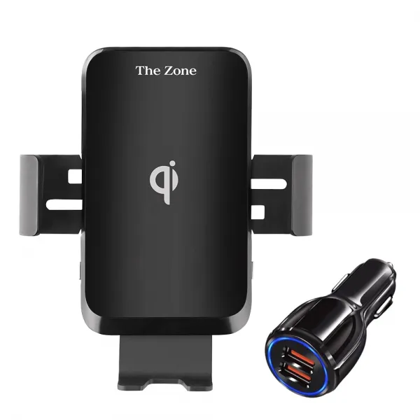 더존 차량용 고속 무선충전 거치대 TZ-C100S + 고속충전시거잭, 1개, 혼합 색상