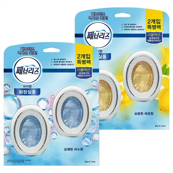 페브리즈 비치형 화장실용 상쾌한 비누향 6ml x 2개입 + 상큼한 레몬향 6ml x 2개입, 1세트