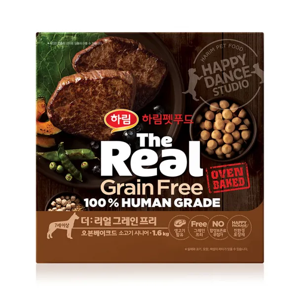 하림펫푸드 더리얼 그레인프리 오븐베이크드 시니어 강아지사료, 소, 1.6kg