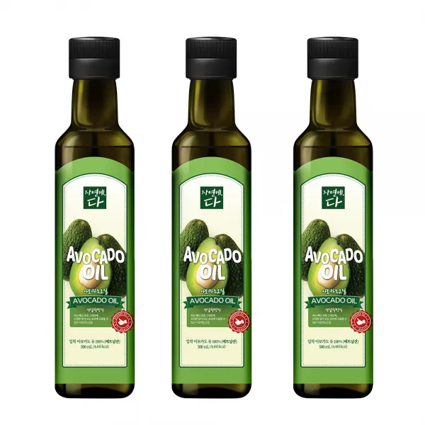 자연에다 엑스트라 버진 아보카도오일, 500ml, 3개