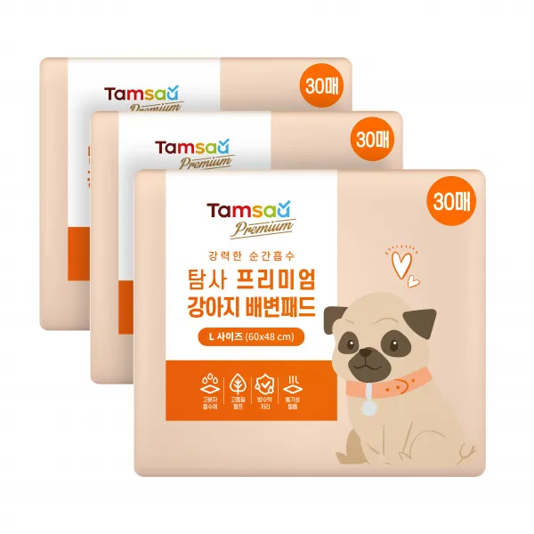 탐사 프리미엄 강력흡수 배변패드 라벤더향, 3개, 대형(60*48cm) 30매