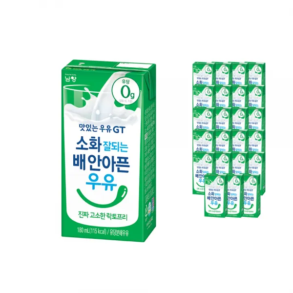 맛있는우유GT 소화 잘되는 배안아픈 우유 진짜 고소한 락토프리, 180ml, 24개입