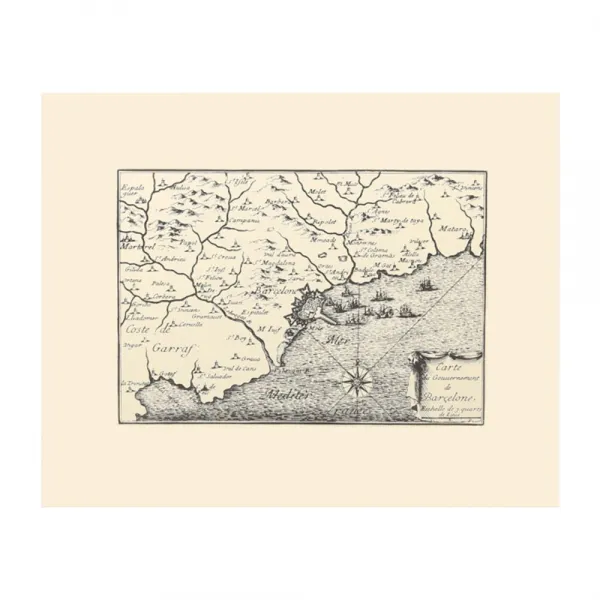 4만마켓 바르셀로나 Krappa, 목판화 정부 통치지도 흑백