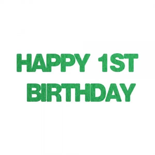 와니데코_접착이니셜 _happy 1st Birthday 그린