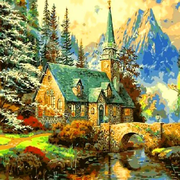 Q497 별장풍경화DIY그림그리기 size 40x50cm, 본상품 선택