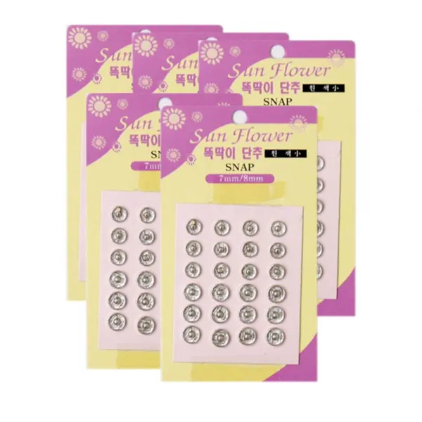 한양티앤씨 선플라워 똑딱이단추 원색, 소 (7mm,8mm), 5개