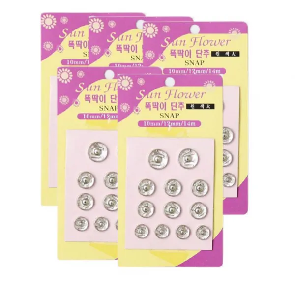 한양티앤씨 선플라워 똑딱이단추 원색, 대 (10mm, 12mm, 14mm), 5개