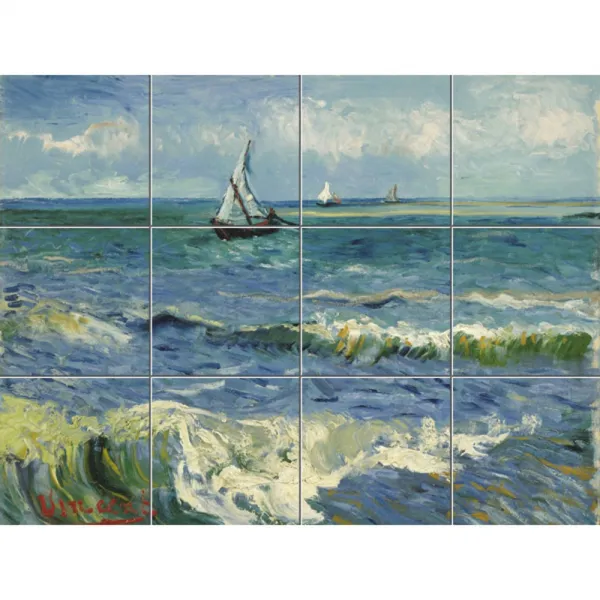 Landscape-480 빈센트 반 고흐 Seascape near Les Saintes Maries de la Mer 30 x 30 cm 12장, 혼합 색상, 1세트