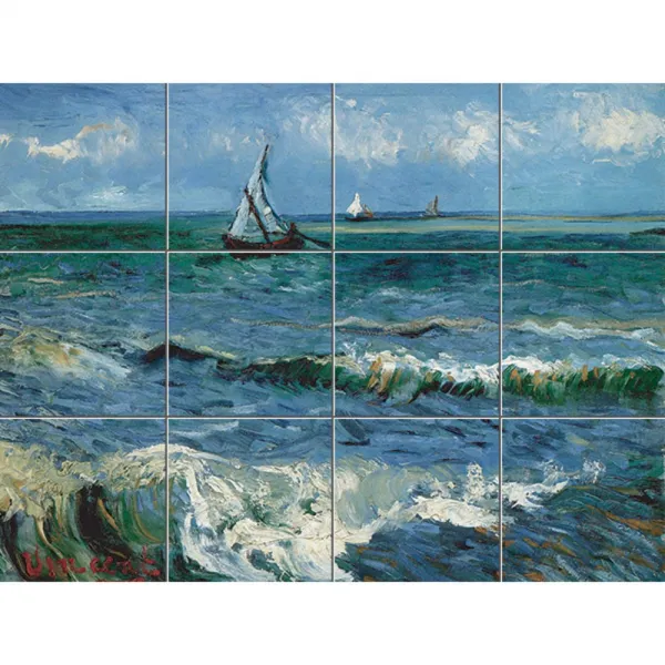 Scenery-104 빈센트 반 고흐 -Seascape-near-Les-Saintes-Maries-de-la-Mer-1888 30 x 30 cm 12장, 혼합 색상, 1세트