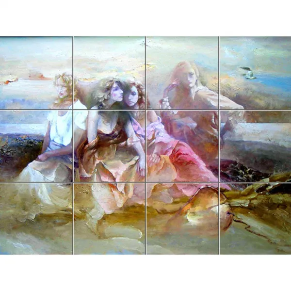 Abstract-045 환상의 세상에서 보이는 네여인 30 x 30 cm 12장, 혼합 색상, 1세트