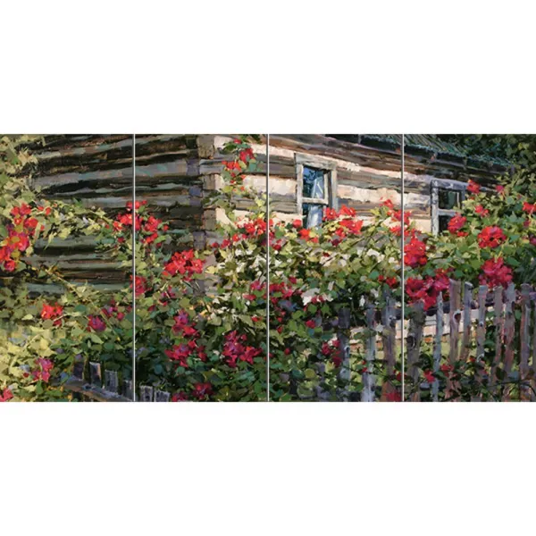 Landscape 539 담장에 핀 들장미 4개, 혼합색상