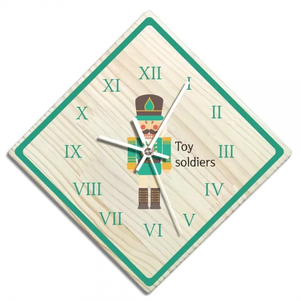 바이트리 소나무 고급 인테리어 벽시계 마름모 둘레로마숫자 28cm, 병정