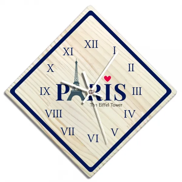 바이트리 소나무 고급 인테리어 벽시계 마름모 둘레로마숫자 28cm, 파리