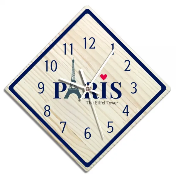 바이트리 소나무 고급 인테리어 벽시계 마름모 둘레숫자 28cm, 파리