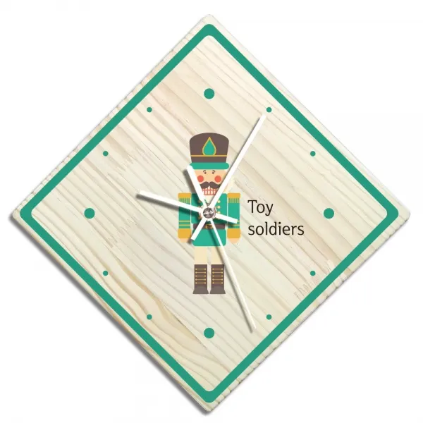 바이트리 소나무 고급 인테리어 벽시계 마름모 둘레점 28cm, 병정