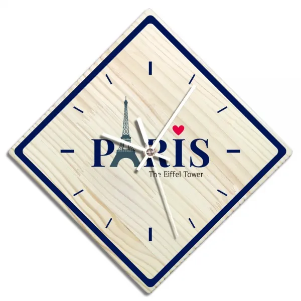 바이트리 소나무 고급 인테리어 벽시계 마름모 둘레사각 28cm, 파리