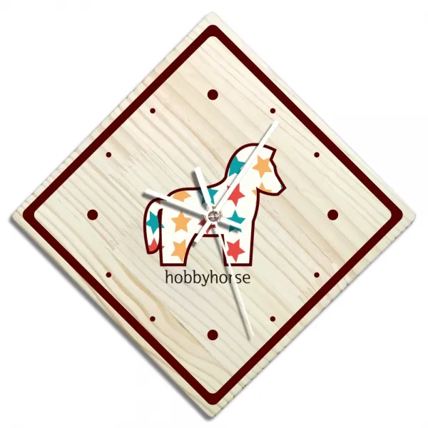 바이트리 소나무 고급 인테리어 벽시계 마름모 둘레점 28cm, 목마